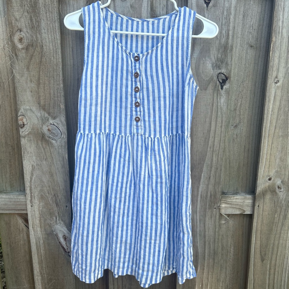 Pyne and Smith Blue & White Stripe Sleeveless Dress